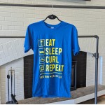 Eat, Sleep, Curl, Repeat Unisex Blue T-Shirt